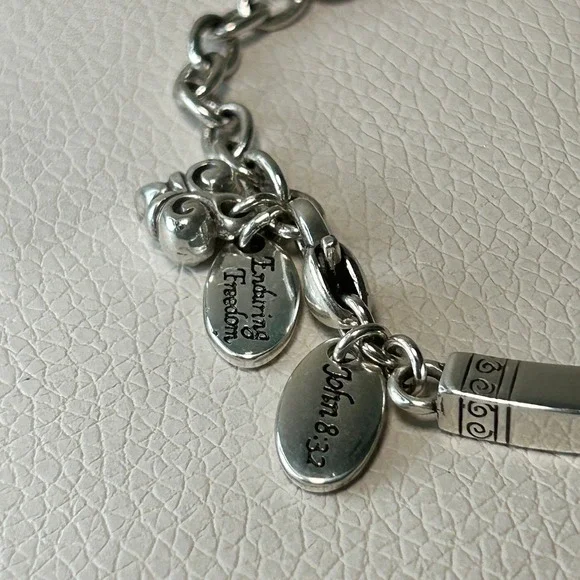 Brighton Enduring Freedom Faith Charm‎ Bracelet Anchor Cross Crown Verses
